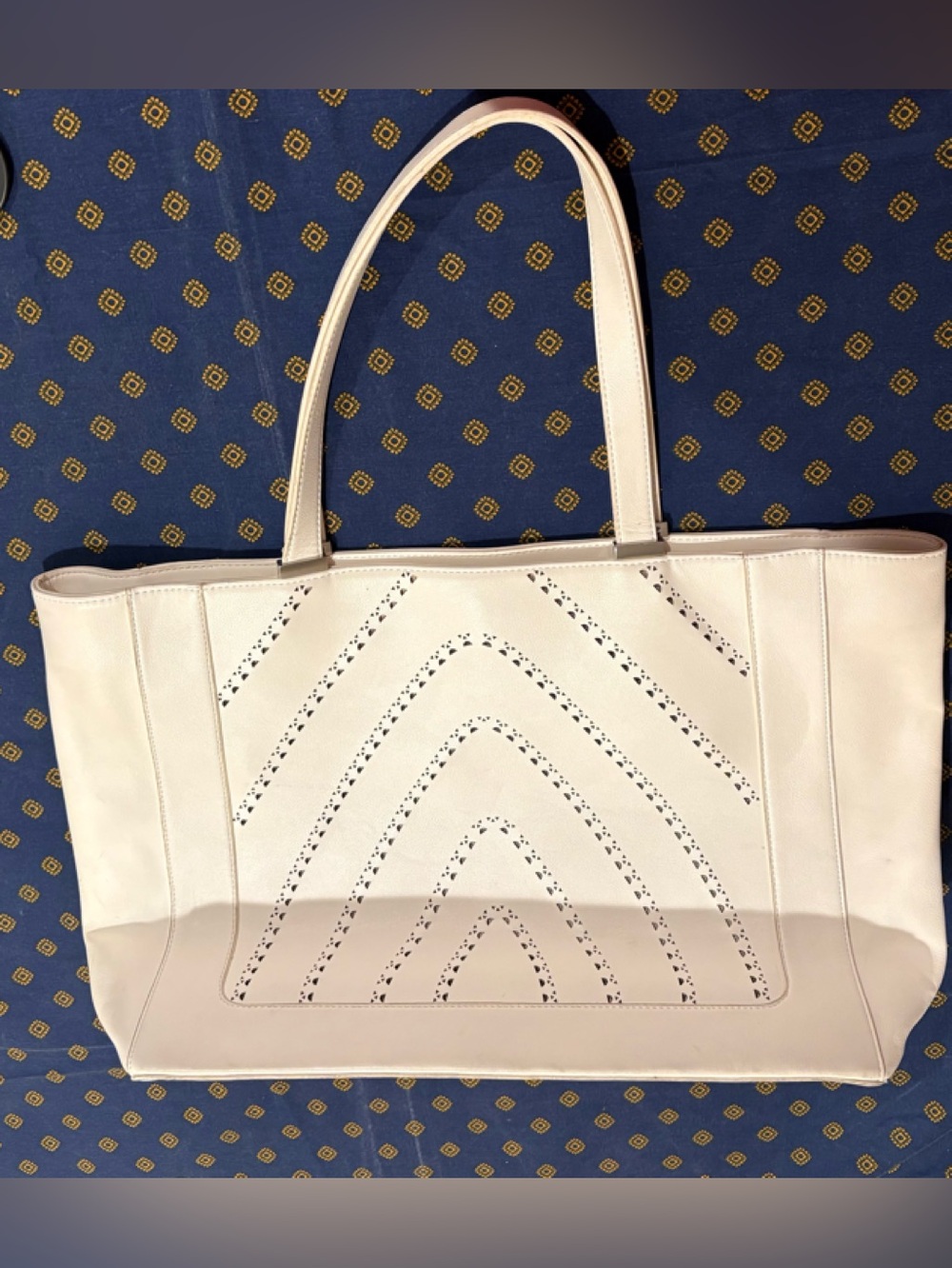 INC International Concepts Cream Perforated Arch Tote